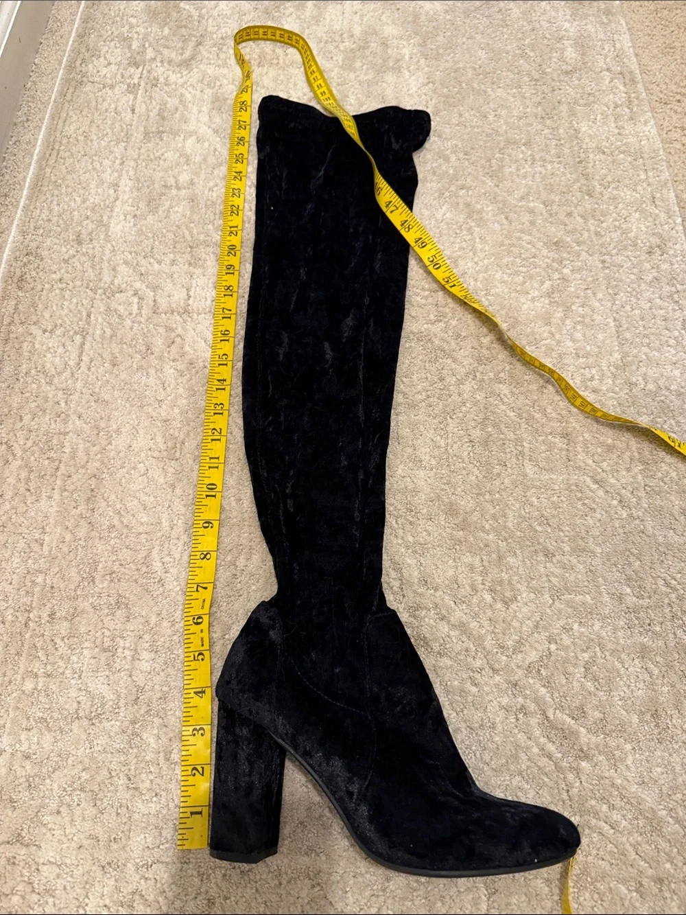 Vintage Report Black Crushed Velvet Over The Knee Boots Size 8